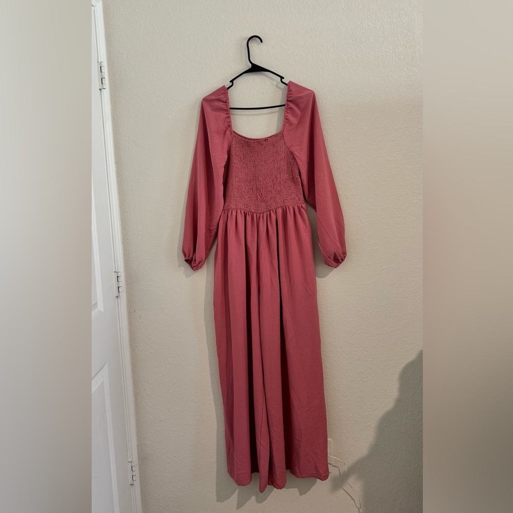 Elegant Pink Long Sleeve Dress